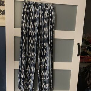 Stylish Blue and White Straight Leg Pants